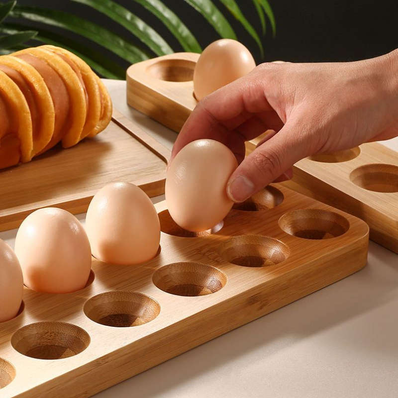 Wooden Egg Storage Box Shatterproof Protection Log Eggs Tray - Image 2