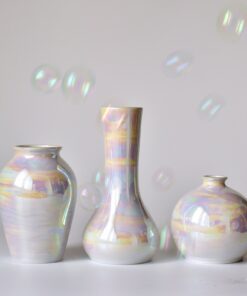 Alternative view of Rainbow vases, Iridescent Ceramic Vase, small vases 3 set