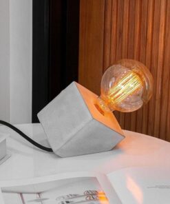 Concrete Table Lamp - Tilted Cement Shape Combine With Dimmer