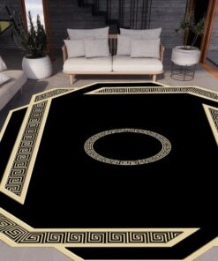 Alternative view of Golden Pattern Black Luxury Rug, Black And Gold Luxury Decor