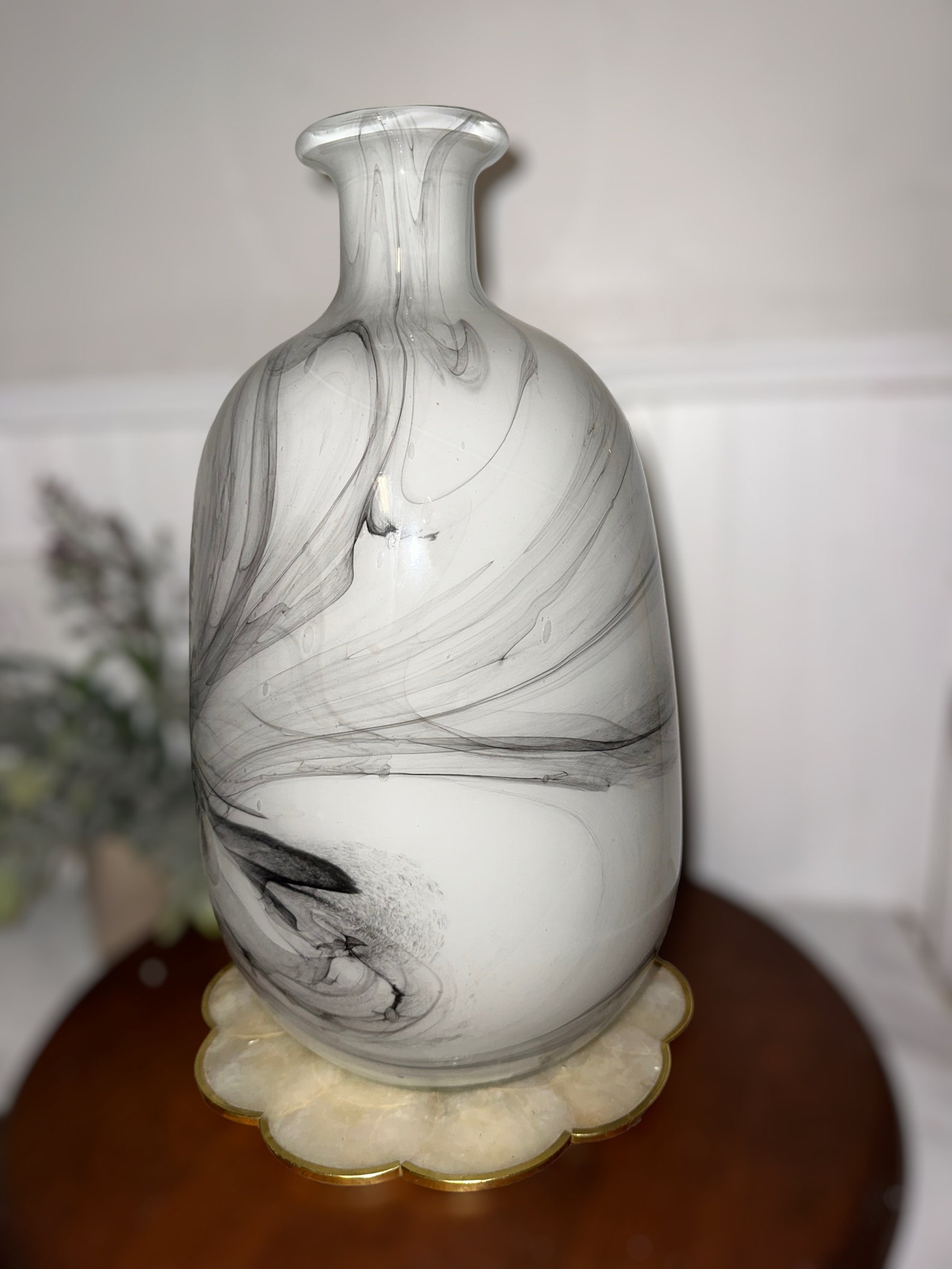 Vintage vase Black and White art glass Vase Maximalist - Image 2