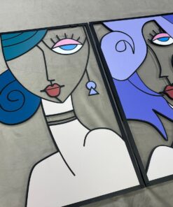Abstract Faces Line Metal Wall Art