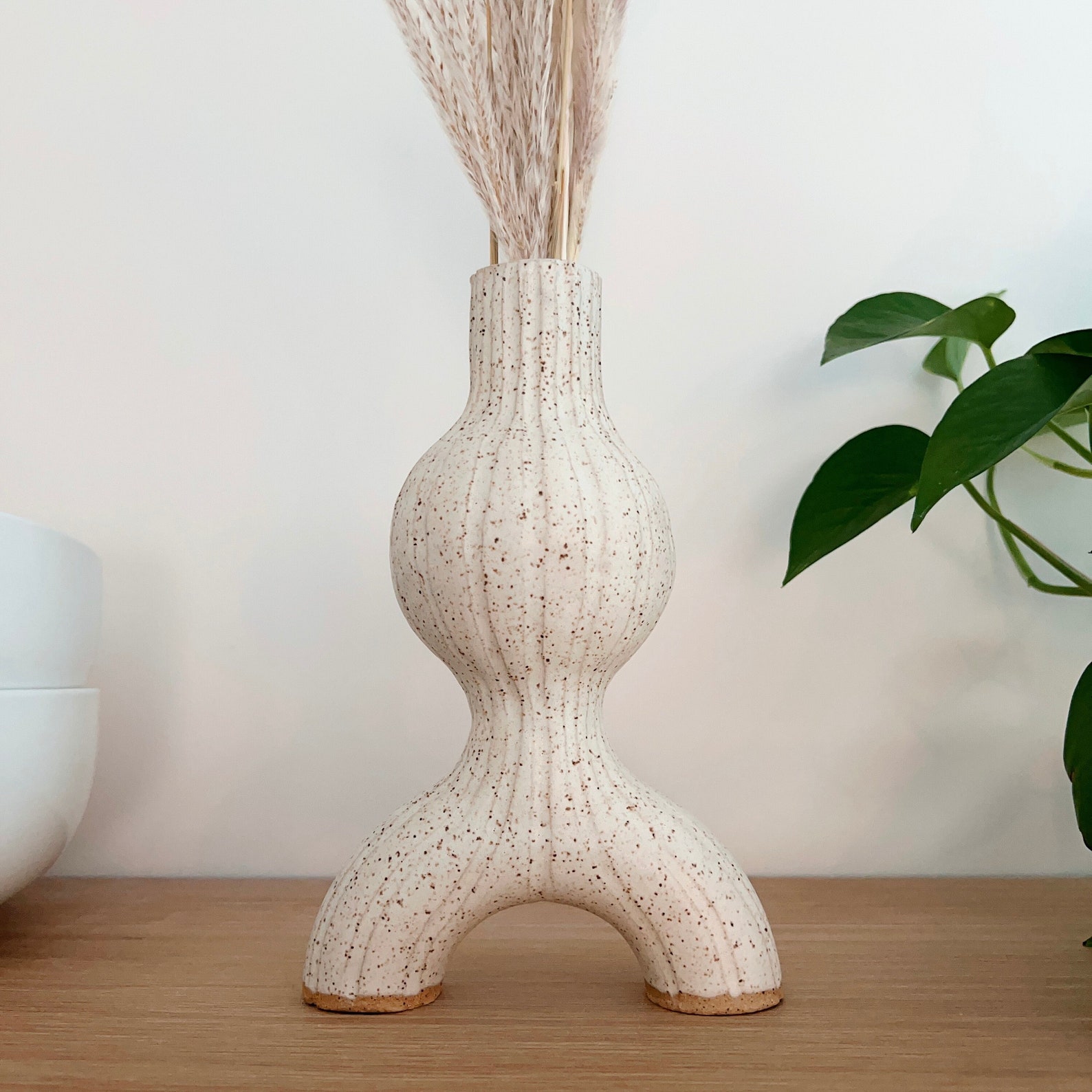 Ceramic Speckled Dried Flower Vase | Modern - Image 2