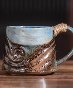 320ML Ceramic Mug Creative Spiral Hemp Rope Vintage Office Afternoon Tea Coffee Mug Living Room Decoration Household Cup Gift