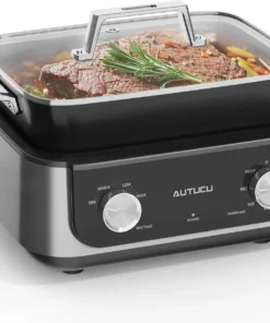 N61NA Nonstick Slow Cooker 7-Quart - PFOA-Free Ceramic-coated, 3 Heat Settings & Timer - Dishwasher & Oven Safe Pot for Effortle