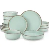 16/32 Piece Green Ceramic Dinnerware Set Oven Safe Stoneware Set with 4 PCS Dinner Plate/Dessert Plate/Soup/ Bowl