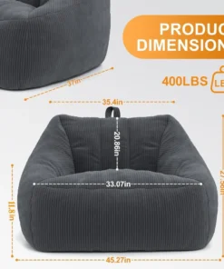 Alternative view of Bean Bags Chairs for Adults, Large Comfy Corduroy Beanbag Couch with Armrests Shell-Shaped Lazy Floor Sofa for Living Room, Bedr