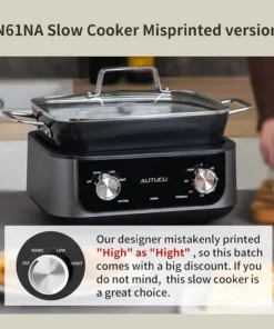 Alternative view of N61NA Nonstick Slow Cooker 7-Quart - PFOA-Free Ceramic-coated, 3 Heat Settings & Timer - Dishwasher & Oven Safe Pot for Effortle