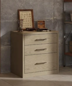 Alternative view of 5Drawer Nightstand with 2 Gun Drawers Versatile Sofa Bed Side Table End Table with Wood Grain Finish Modern Night Stand for Bed