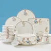 25Pcs Set, Real Bone China Dinnerware Set, Cute Bear Painting, Dinner Chafing Dish Plate, Ceramice Kitchen Food Containers Serve