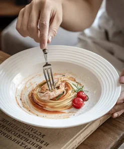 Ceramic Straw Hat Plates, Japanese High-end White Dessert Plates, Household Vegetable Tableware, Dinner Bowls and Dishes