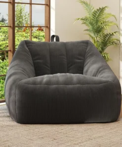 Bean Bags Chairs for Adults, Large Comfy Corduroy Beanbag Couch with Armrests Shell-Shaped Lazy Floor Sofa for Living Room, Bedr