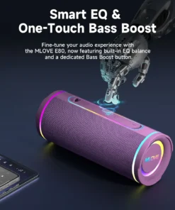 Alternative view of E80 Bluetooth Speaker, Bluetooth 5.4, Dual Speakers, RGB Lights, IPX7 Waterproof, TWS Connectivity