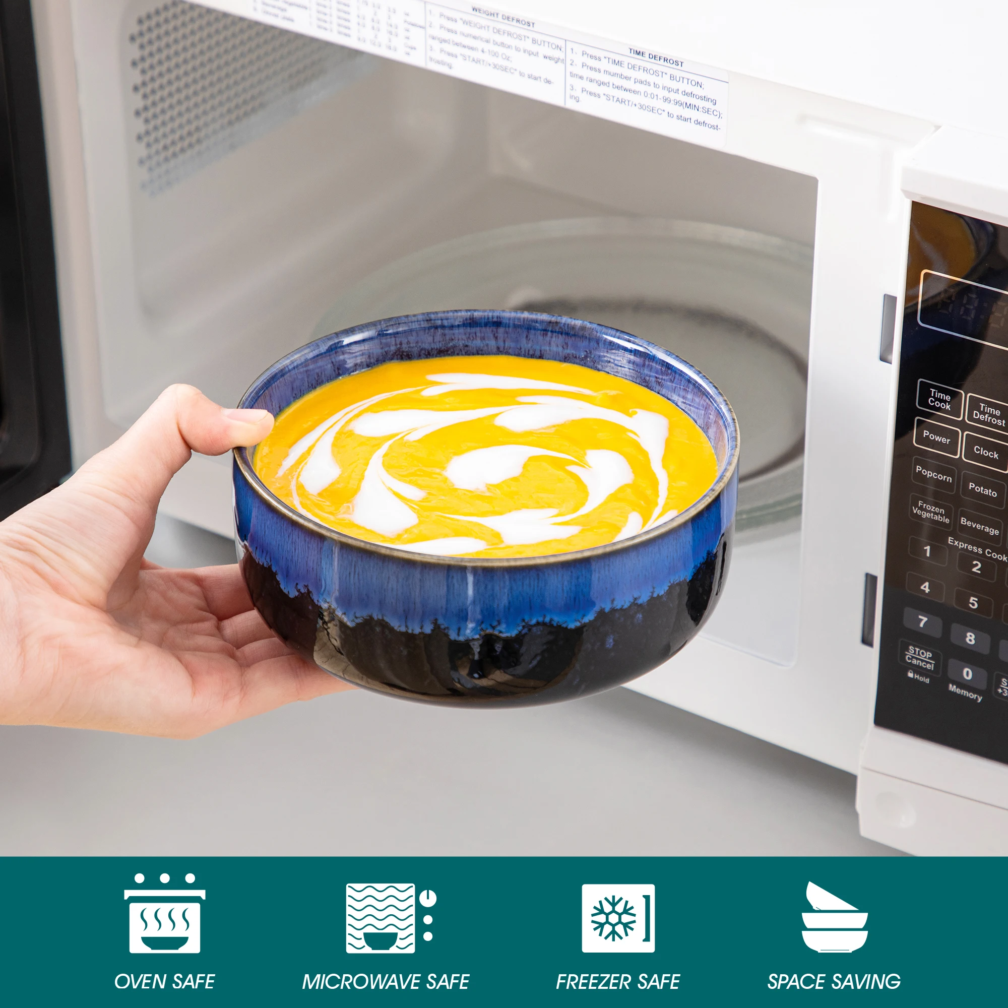 12/18 Piece Blue Klin Change Glaze Dinnerware Set Plates Dinner Sets with 4/6 PCS Dinner Plate/Dessert/Cereal Bowl - Image 3