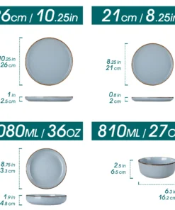 Alternative view of 16/32 Piece Ceramic Dinnerware Set Oven Safe Stoneware Set with 4 PCS Dinner Plate/Dessert Plate/Soup/ Bowl