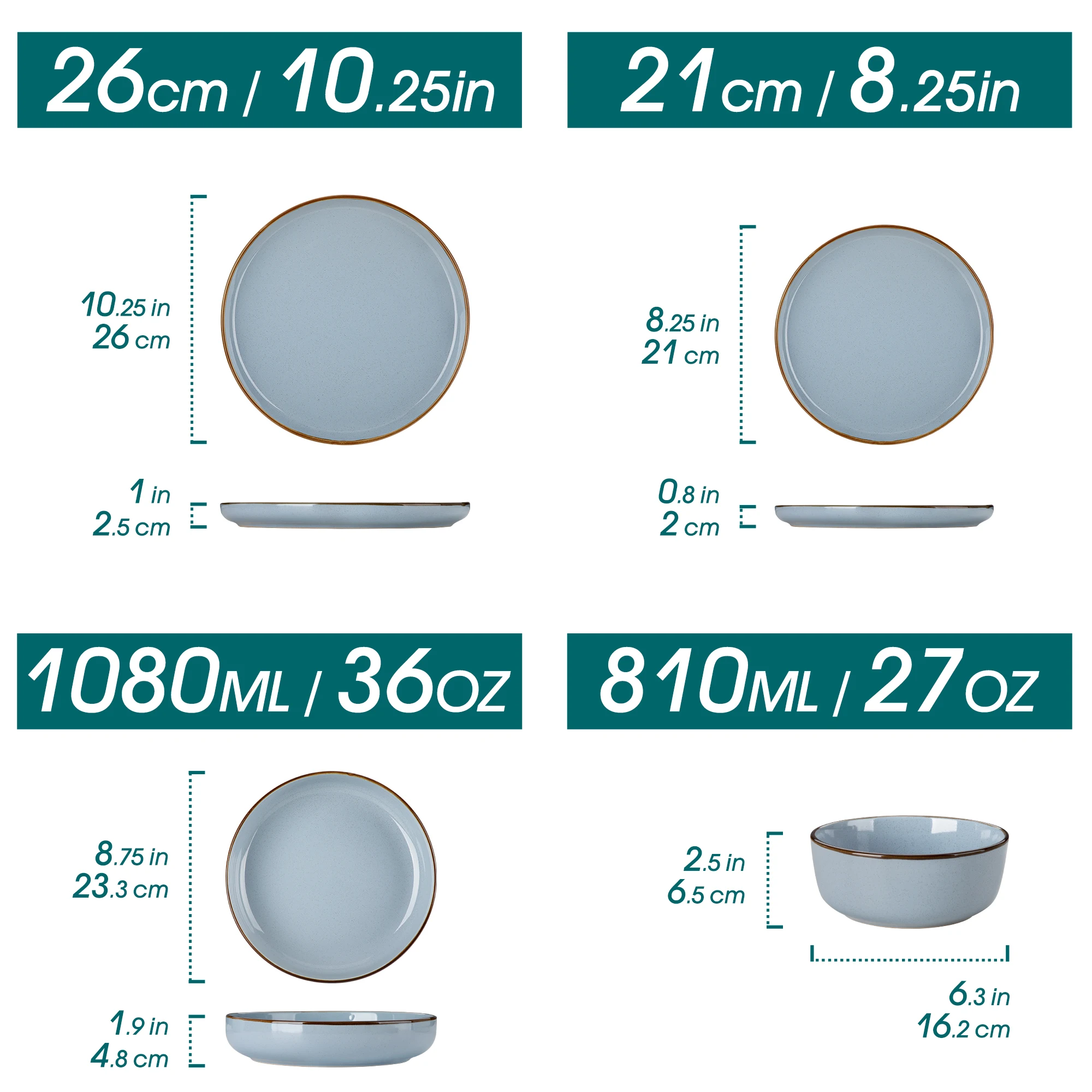 16/32 Piece Ceramic Dinnerware Set Oven Safe Stoneware Set with 4 PCS Dinner Plate/Dessert Plate/Soup/ Bowl - Image 2