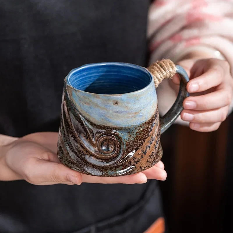 320ML Ceramic Mug Creative Spiral Hemp Rope Vintage Office Afternoon Tea Coffee Mug Living Room Decoration Household Cup Gift - Image 4