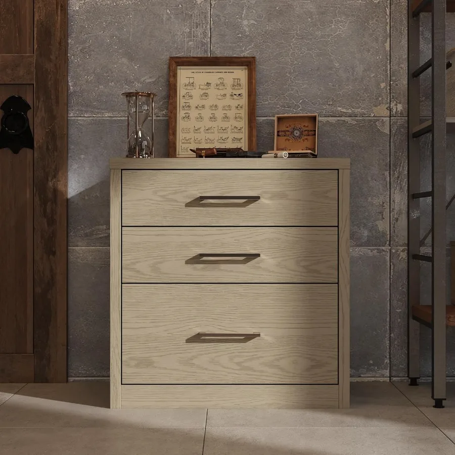 5Drawer Nightstand with 2 Gun Drawers Versatile Sofa Bed Side Table End Table with Wood Grain Finish Modern Night Stand for Bed - Image 3